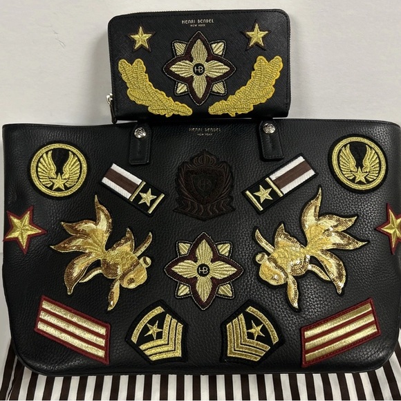 henri bendel Handbags - Henri Bendel Limited Edition Military Patch Tote and Wallet Set